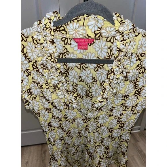 Retro Sunny Leigh Y2K Floral Ruffle V-Neck Sleeveless Top Boho Women's Size M - Picture 9 of 14